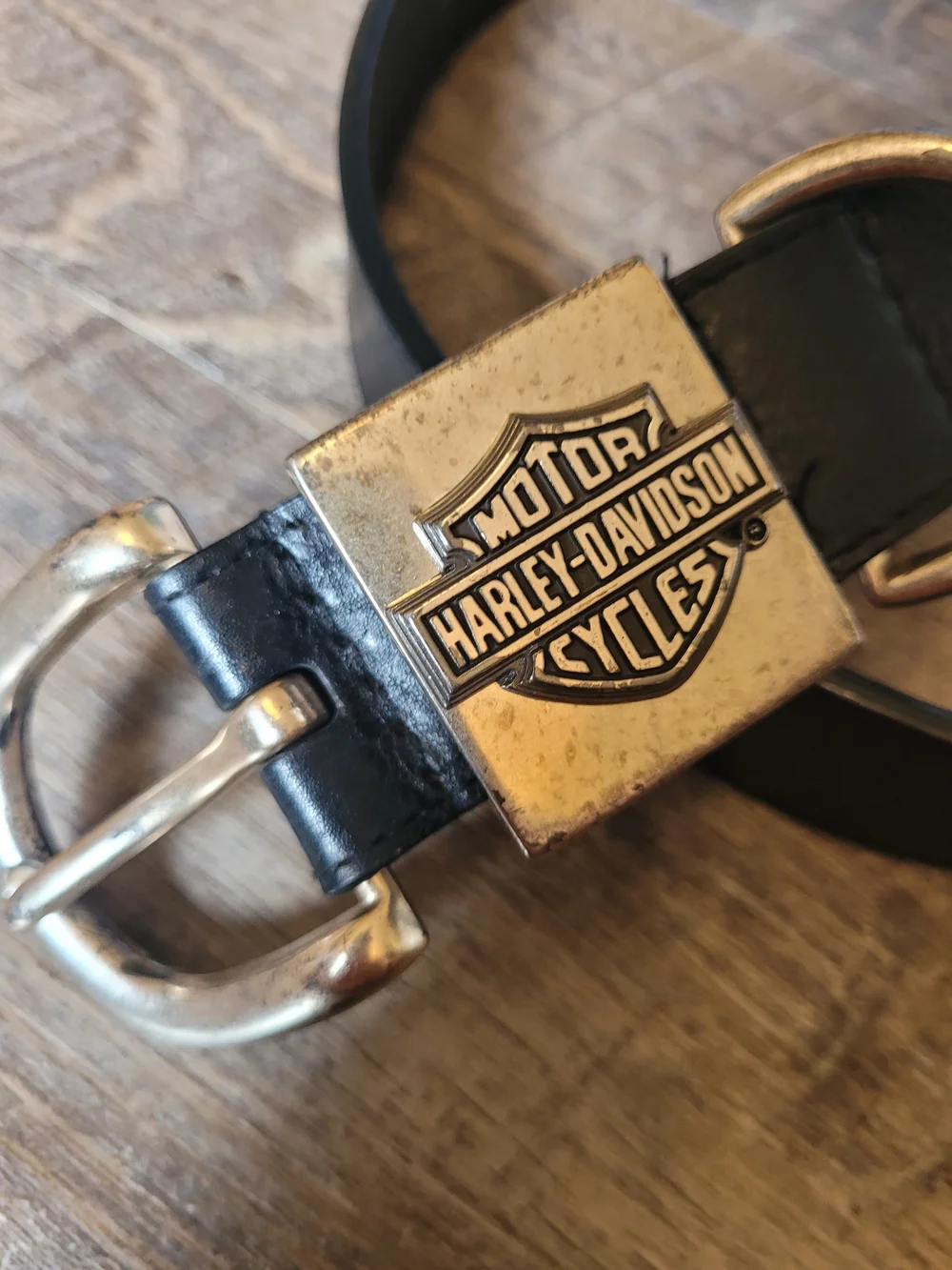 Black Size 36 Leather Harley-Davidson Belt Silver Buckle Crest 2007